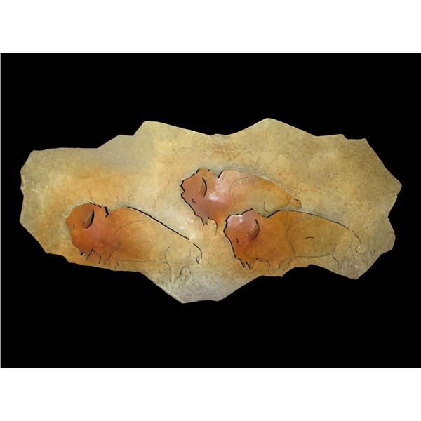 Original Brent Lawrence Bison 3-D Artwork signed in the Lower Right Hand Corner, Stainless Stee