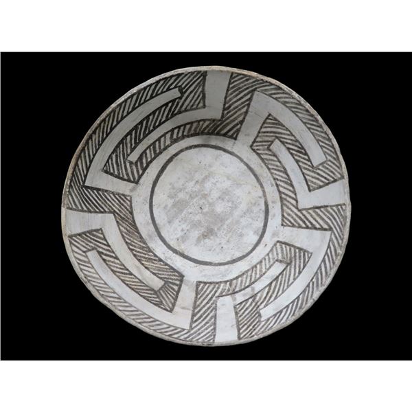 8" Diameter Mesa Verde Black & White Pottery Bowl, found in Private Land, Restored