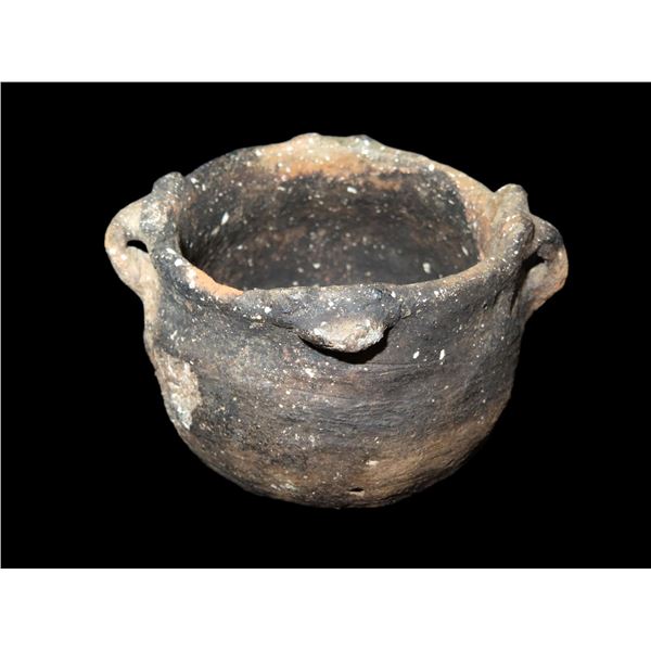 3 1/8" Pottery Jar found in Southern Missouri with 2 lug handles and 2 strap handles