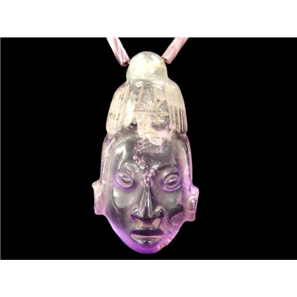 36" Strand of Beads with 2" Effigy Head, Motley COA, Found in South America