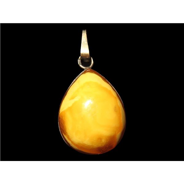 Amber Pendant with Silver Surround