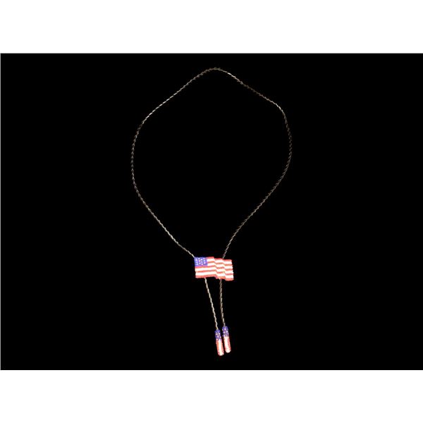 Beaded America Flag Bolo Tie