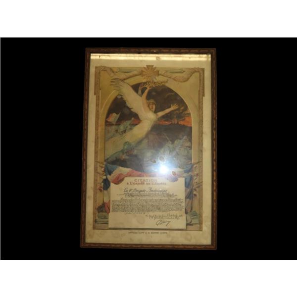 Framed US Marine Corps Citation