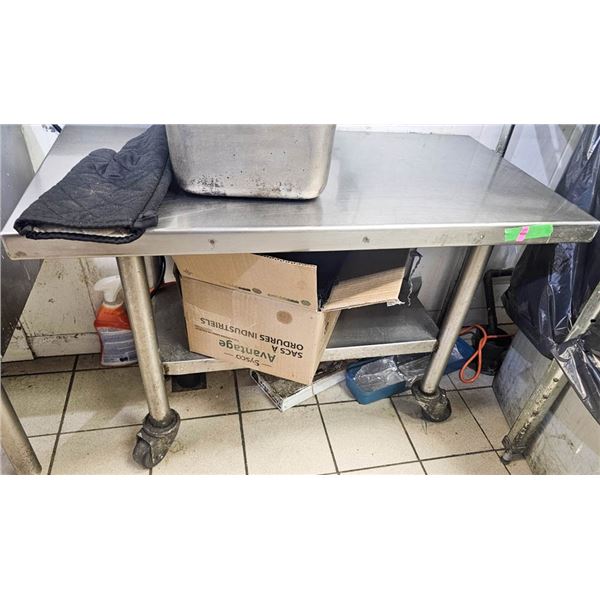 2 TEIR ST.STEEL ROLLING UTILITY STAND/ TABLE 33"W