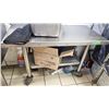 Image 1 : 2 TEIR ST.STEEL ROLLING UTILITY STAND/ TABLE 33"W