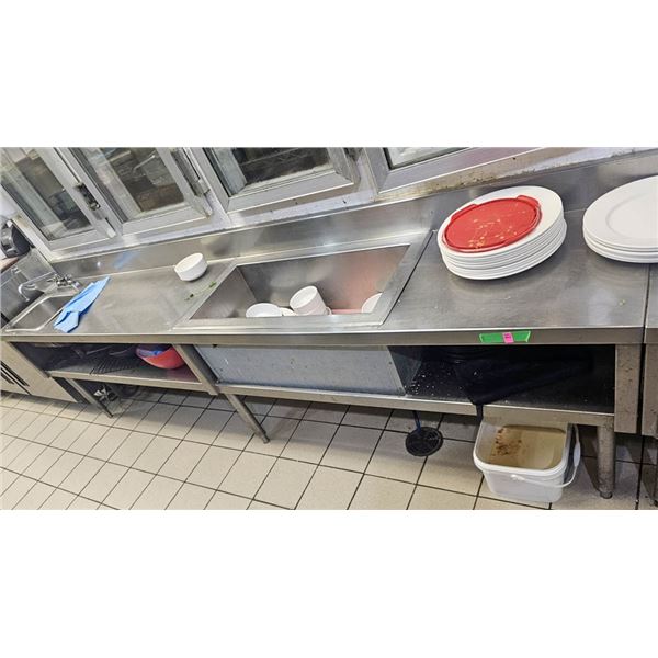 ST. STEEL SINK/ CABINET WORK STATION W/ 4" BACK-