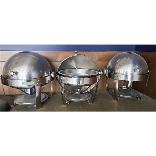 LOT OF 3 ST. STEEL CHAFFING DISHES * AS IS *