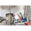 Image 4 : 3 TEIR UTILITY RACK W/ ASST'D COOKWARE & UTENSILS