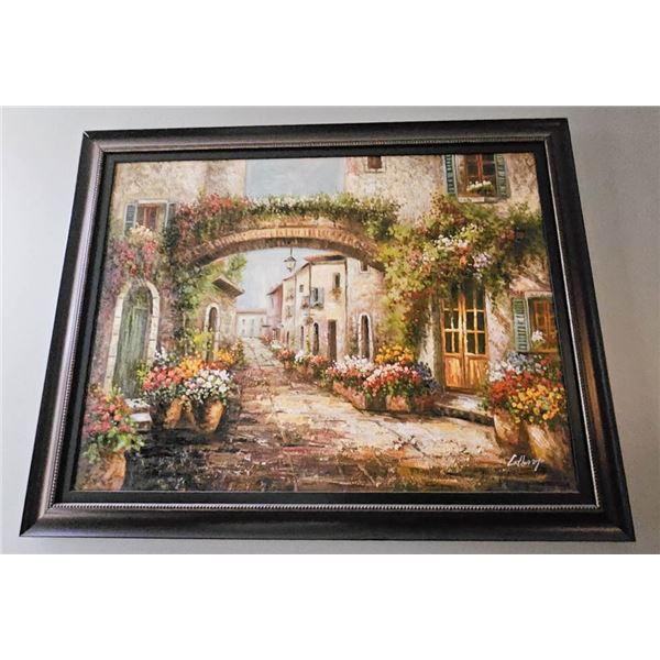 LOT OF 2 LARGE FLORAL SCENIC FRAMED PICTURES