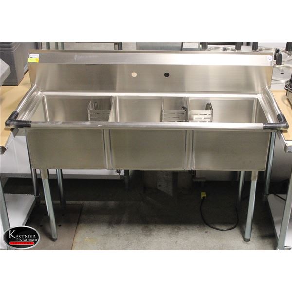 NEW S/S CHEFS MATE 3 WELL SINK 18"X18"X11"