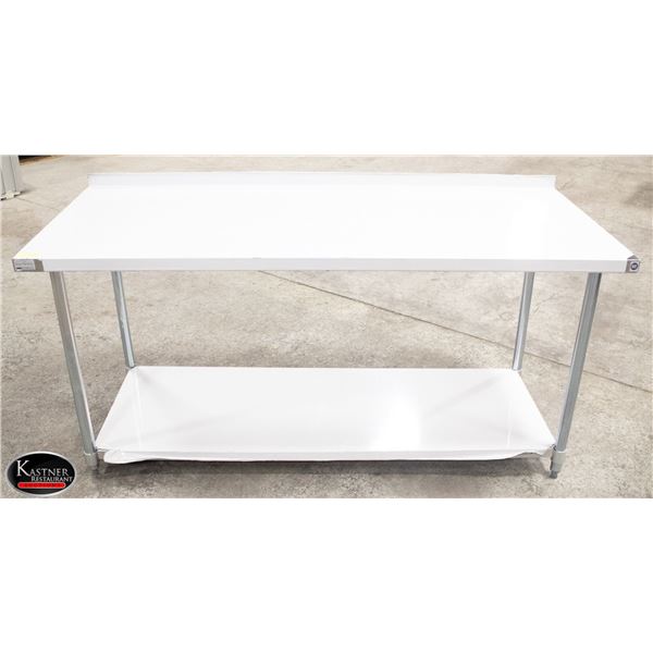 NEW 30" X 72" S/S WORK TABLE W/ 2" BACK SPLASH
