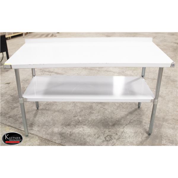 NEW 30" X 60" S/S WORK TABLE W/ 2" BACK SPLASH &