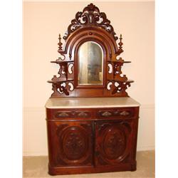 Marked Sam H. Burrell Walnut Marble Top Dresser