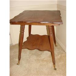 Glass Ball & Claw Foot Tiger Oak Table