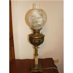 Brass & Marble Hurricane Lamp  modified to electric