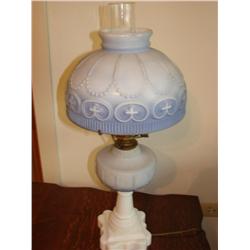 Blue & White Hurricane Style Electric Lamp