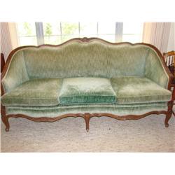 Victorian Style Sofa w/Crushed Mint Green Fabric
