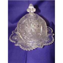 Pressed Glass Butter Server w/Lid
