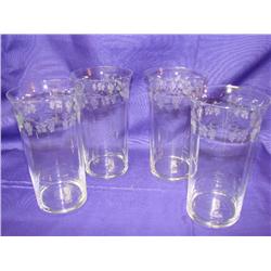 4 Etched Glass Water Tumblers