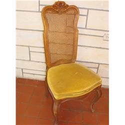 High Back Chair w/Padded Seat & Cane Backing