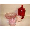 Image 1 : 4 pcs. Red & Pink Glassware