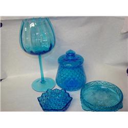 4 pcs. Colbalt Glassware