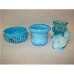 4 Items of Blue Glassware