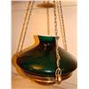 Image 1 : Hanging Brass Light w/Green Glass Shade