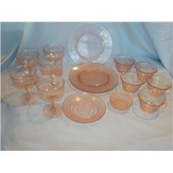 Pink Depression Glassware (17 pcs)