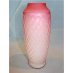 Cranberry Glass Vase w/Diamond Quilted Pattern