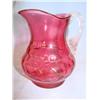 Image 1 : Cranberry Glass Creamer w/Clear Handle