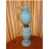 Image 1 : Turquoise Opaque Hurricane Lamp modified to electric