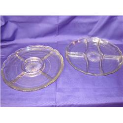 2 Divided Crystal Serving Platters