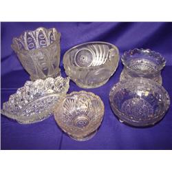 6 pcs. Pressed, Pattern & Cut Glass