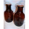 Image 1 : 2 Old Brown Glass Jars w/Metal Handles