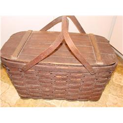 Wood & Wicker Picnic Basket w/Lift Out Tray