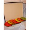 Image 1 : Enamel Tray w/ 7 Colored Plates
