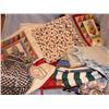 Image 1 : Linens, 2 Aprons, quilt squares, fabric, variety!