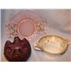 Image 1 : 3 pcs Glassware:Rosebowl, Pink Depression,German