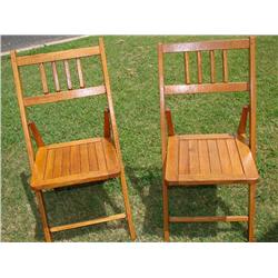 2 Solid Oak Folding Chairs