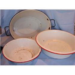 3 Enamelware Wash Pots