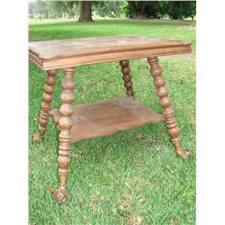 2 Tier Table w/HUGE Glass Ball & Claw Feet