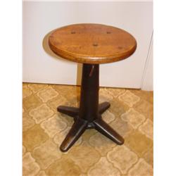 Cast Iron Base Stool w/Wood Top