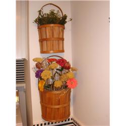 2 Wall Hung Baskets w/Floral
