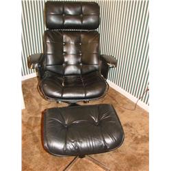 Eames Style Upholstered Chair w/Footstool