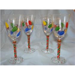 4 Holiday Themed Wine Goblets