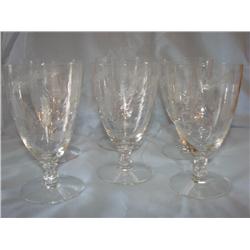 6 Etched Crystal Goblets (Wheat Design)