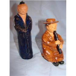 2 Asian Pottery Figurines-signed Black