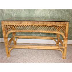 Natural Wicker Coffee Table w/Glass Top