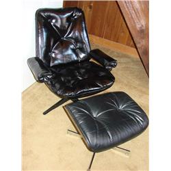 Eames Style Upholstered Chair w/Footstool